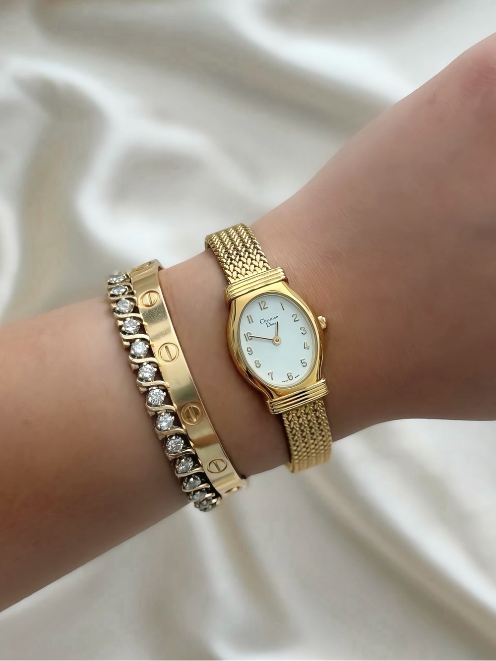 AUTHENTIC RARE VINTAGE DIOR MESH GOLD WATCH